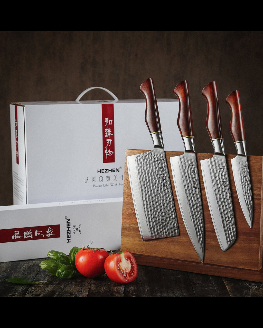 4 Piece Knife Set + Magnetic Block